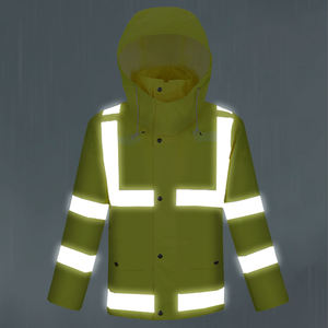 Chubasquero impermeable de PVC negro para motocicleta para exteriores para hombre con tiras reflectantes ANSI Clase 1 EN ISO 20471 Clase 1 logotipo personalizado - Product Image 5