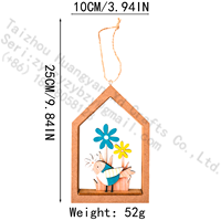 Ornement de nichoir à oiseaux en bois peint à la main, découpé ajouré, maison à oiseaux et fleurs, décoration suspendue pour jardin, patio, mur, porte, intérieur et extérieur