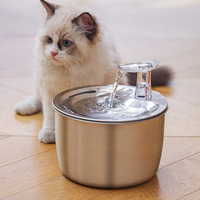 Fontaine à eau pour animaux de compagnie en acier inoxydable 304 de qualité alimentaire, 2 L, silencieuse, à circulation d'eau, pour chats, petits chiens, intérieur