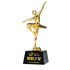 2024 Crystal Base Metal Dancer trophy customized engraving awards ballet souvenir appreciation awards Ballet Girl Sculpture