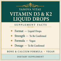 Gouttes liquides de vitamine D3+K2 végétaliennes 100% à base de plantes, enrichies à l'huile de coco pour une absorption maximale