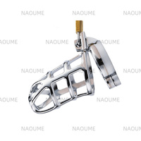 Venta caliente cinturón de castidad masculino SM Cock Ring Material de metal hueco de acero inoxidable Anillo para el pene Juguetes sexuales jaula para el pene Juguetes sexuales para hombres