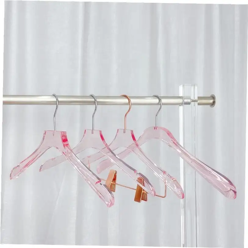 Custom logo luxury coat shirt pants suit cloth hanger plastic transparent colorful acrylic hangers