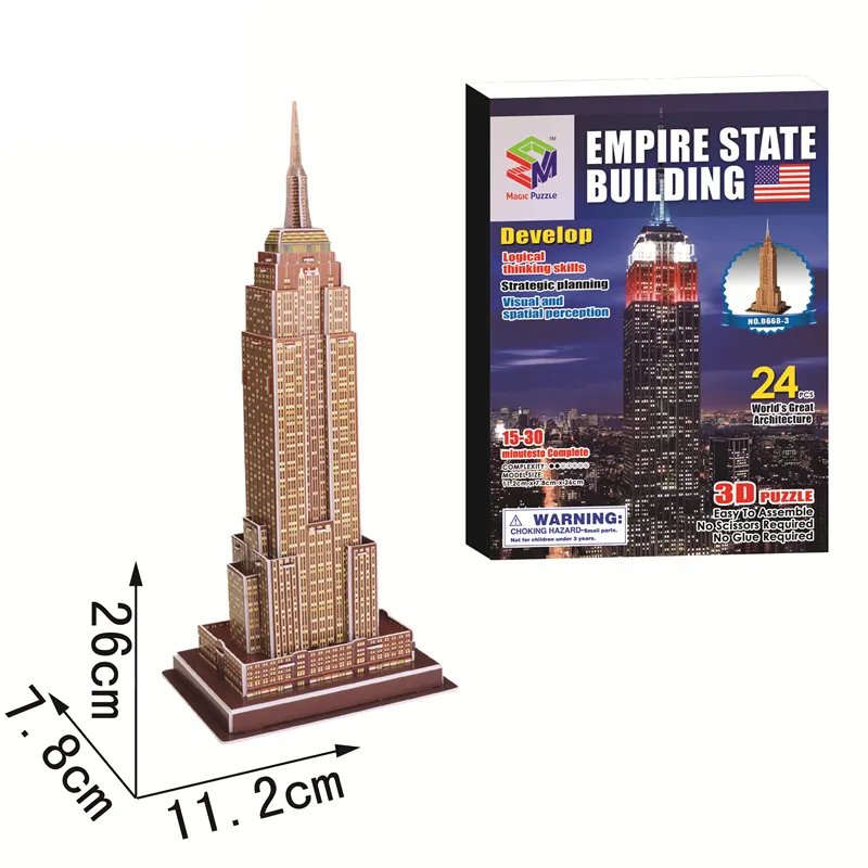 Mainan Edukasi Puzzle AS Empire State Building Model Mainan Terkenal Di Dunia Arsitektur 3D Teka-teki untuk Anak-anak