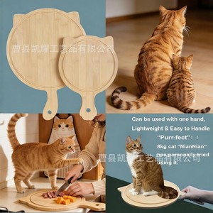 Planche à découper en bambou en forme de chat mignon, petite et grande taille, pour servir des aliments, des fruits et des collations, avec poignée - Product Image 3