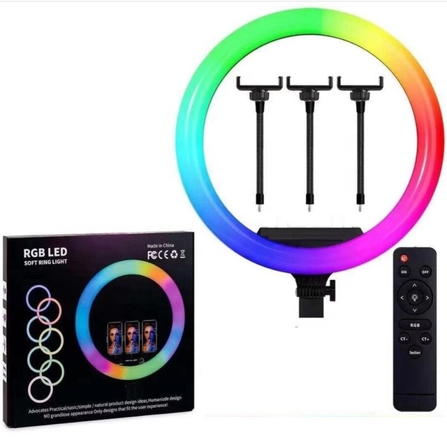18 Inch RGB Ring Light Live Streaming Beauty LED Light Indoor Illumination Phone Camera Product Shooting Record Video Fill Light