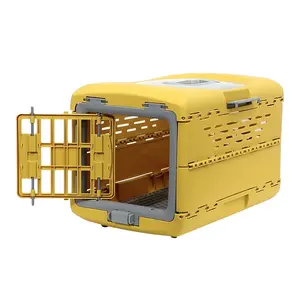 国际航空运输协会批准的塑料狗运输箱可折叠宠物笼，带袋子运输工具旅行小狗板条箱，用于航空运输