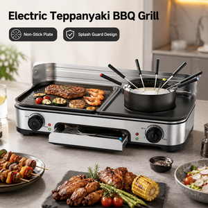 <span class=keywords><strong>Grill</strong></span> électrique antiadhésif en promotion avec plaque amovible, idéal pour l'intérieur et l'extérieur, type Teppanyaki avec protection anti-éclaboussures - Product Image 6
