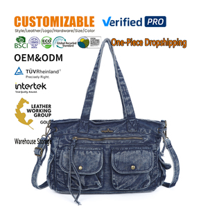 Y2K Vintage Damen Umhängetasche Gewaschenes PU-Leder Shopper mit Mehreren Taschen Retro Street Style Personalisierte Schultertasche - Product Image 1