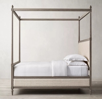 Juego de Muebles de Dormitorio de Madera, Cama con Dosel, Estilo Francés de Alta Calidad, Antiguo y Lujoso, Tamaño King y Queen, 1 Pieza, Panel Moderno, Roble Sigma