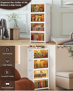 Collapsible Clothing <strong>Storage</strong> <strong>Bins</strong> with Lids Wheels <strong>Plastic</strong> Folding Stackable Closet Organizer <strong>Storage</strong> Box with Doors for Home - Product Image 4