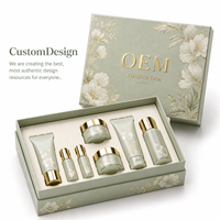 Boîte cadeau rigide personnalisée pour soins de la peau, avec motif floral et dorure à chaud, recyclable, UV, emballage cosmétique vide OEM, marque privée, ensemble beauté visage