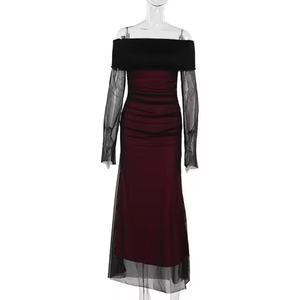 Robe d'été sexy 2025 pour femme, épaules dénudées, manches longues, dentelle, robes de soirée de luxe, coupe ajustée, robes modestes pour femme - Product Image 6