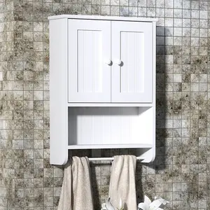 2024 Gabinete de baño montado en la pared con puertas Gabinete colgante de madera Armarios de pared con puertas y estantes