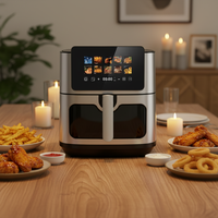 Friteuse à air numérique intelligente électrique grande capacité 8L en acier inoxydable multifonction pour la maison avec écran LED et surface antiadhésive