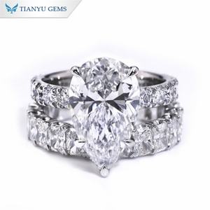 Tianyu 15x9mm poire coupe laboratoire cultivé Moissanite diamant 14K 18K 10K or massif platine fiançailles bague de mariage ensembles - Product Image 1