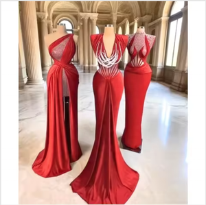 Abito lungo da donna elegante e aderente, con diamanti, per <span class=keywords><strong>ballo</strong></span> e serate <span class=keywords><strong>di</strong></span> gala, produzione personalizzata, anche per piccoli ordini - Product Image 3