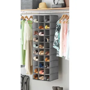 <b>Space</b> <b>Saving</b> Large Capacity 30-grids Gray Closet Hanging <b>Shoe</b> Rack Dust Proof for <b>Shoe</b> Organizer - Product Image 1
