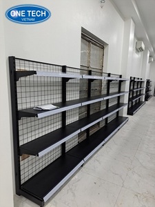4-tier Wire mesh back gondola shelving Vietnam Iron Supermarket Rack Light Duty Grid <b>Shelf</b> Quick Installation - Product Image 1