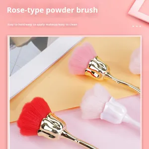 Brosse de nettoyage pour ongles 6 couleurs Rose, en plastique et nylon, avec manche électroplaqué, pour manucure - Product Image 3