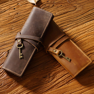 Étui à crayons en cuir véritable OEM ODM, étui à stylos, porte-papeterie, pochette en cuir Crazy Horse, sac de rangement scolaire, sac à stylos - Product Image 2