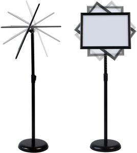 Supporto per Menu Pieghevole Regolabile con Base Rotonda in Alluminio, Espositore da Terra Argento per Uso Interno A3 - Product Image 3