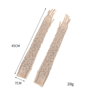 MIO filet de pêche 45cm de Long Hot Fix strass <span class=keywords><strong>gants</strong></span> bras maille thé fête mariage femmes <span class=keywords><strong>gants</strong></span> dame - Product Image 6