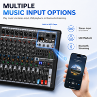 Console de mixage audio professionnelle B6 6 canaux avec BT 5.0, lecteur MP3 USB, 99 effets DSP, alimentation fantôme 48V et égaliseur graphique 7 bandes