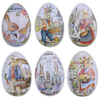 Vente chaude Usine 2025 Nouvelles Décorations De Pâques Oeufs En Fer Blanc De Pâques Oeufs De Lapin Colorés Bonbons Boîte De Conserve pour Boîte De Boîtes De Chocolat