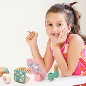 Girl's Play Makeup Bag Wooden Simulation Makeup Toy Set Eyeshadow Powder Cake Lipstick Perfagrant Beauty Fashion Toys for - Product Image 3