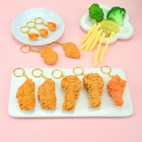 Llavero Creativo de Comida de Simulación: Papas Fritas y Pollo Frito de PVC con Anillo de Aleación de Zinc para Accesorios de Comida