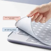 Tapis de séchage de vaisselle en silicone résistant à la chaleur, écologique, à séchage rapide et facile à nettoyer, pour comptoir de cuisine, évier et tiroir