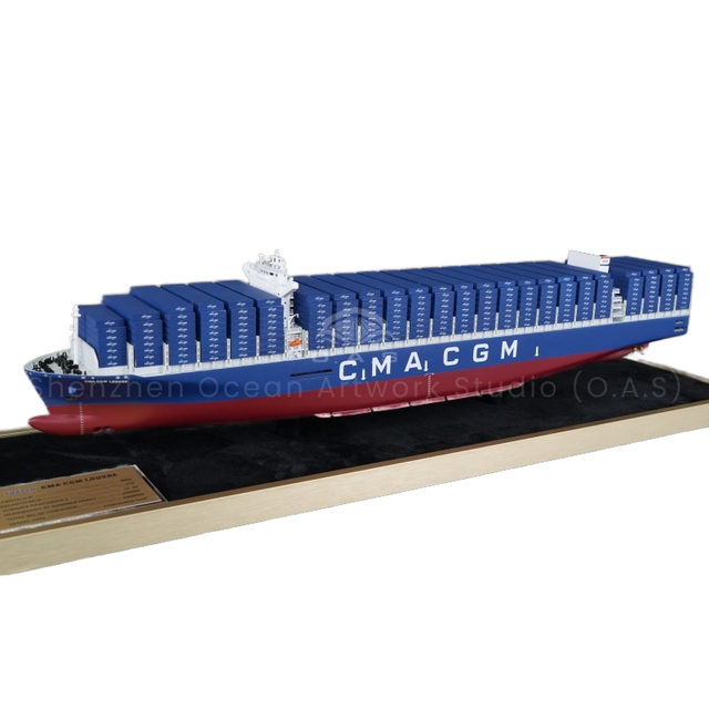 CMA CGM Customizable 65cm Metal Shipping Container Model Handmade Miniature Cargo Ship Model Logistics Ship Model
