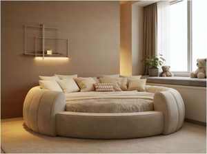 <span class=keywords><strong>Letti</strong></span> con Contenitore King Queen Full Double Size Singolo in Legno Moderno <span class=keywords><strong>per</strong></span> Camera da Letto Romantica Queen Size Bianco e Oro Letto Rotondo di Lusso - Product Image 3