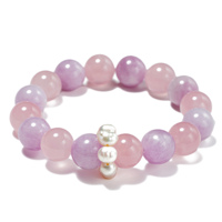 Bracelet en perles de Kunzite naturelle de Madagascar et de quartz rose, énergie curative, soulagement de l'anxiété, Feng Shui, bracelet en pierre de quartz avec perle
