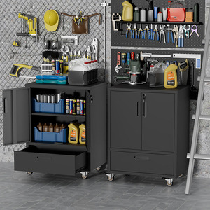 आधुनिक डिजाइन आयरन कैबिनेट 2-डोर मोबाइल स्टोरेज टूल कार्ट 4-व्हील भारी शुल्क वाणिज्यिक सैलून ट्रॉली जिम - Product Image 4