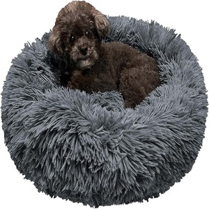 Petit lit pour chien anti-anxiété lavable moelleux en peluche circulaire beignet canapé pour chiot ou chaton lit apaisant pour animaux de compagnie pour chiens et chats - Product Image 2
