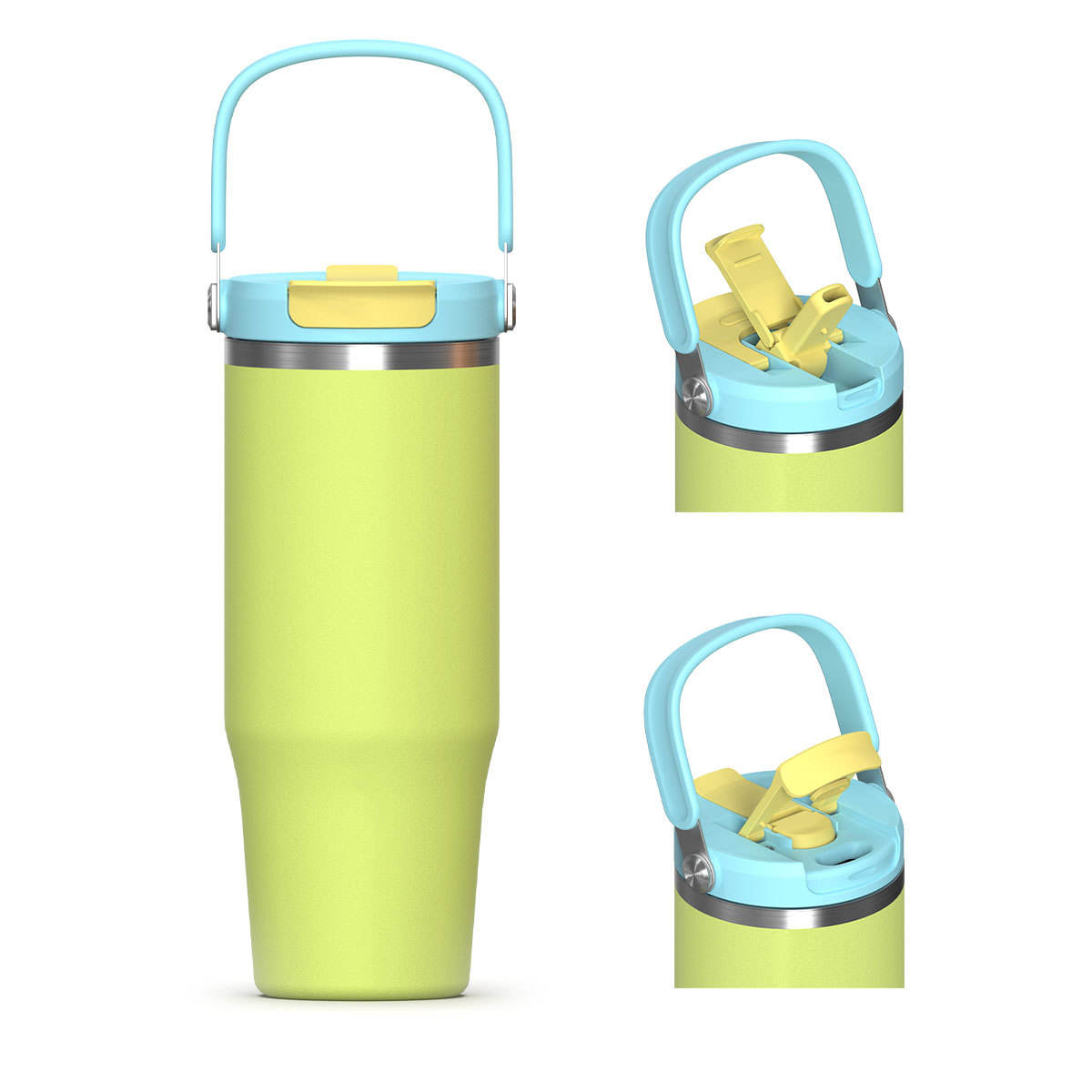 Double tasse tenue dans la main de voiture de boisson