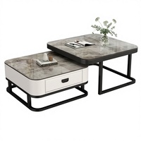 Table Basse Carrée de Luxe Léger au Design Italien, avec Cadre Métallique, pour Salon, Maison Moderne, Appartement Minimaliste, Tendance Internet
