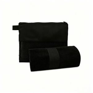 Custom RTS Microfiber Sports Beach Towel 100X200cm Quick Dry Absorbent Compact Solid Black With Carry Bag - Product Image 1