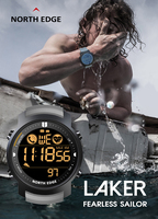 NORTH EDGE Laker Jam Tangan Digital Pria Olahraga Tahan Air 50M Pedometer Olahraga Smartwatch Detak Jantung Gelang Android