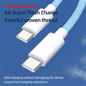 6A siêu Flash phí đầy màu sắc bện dây 100W Type-C giao diện để sạc máy tính xách tay ipad điện thoại - Product Image 5