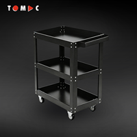 Armoire de garage roulante légère TOMAC, chariot à outils à 3 étagères, chariot utilitaire compact en acier avec roues