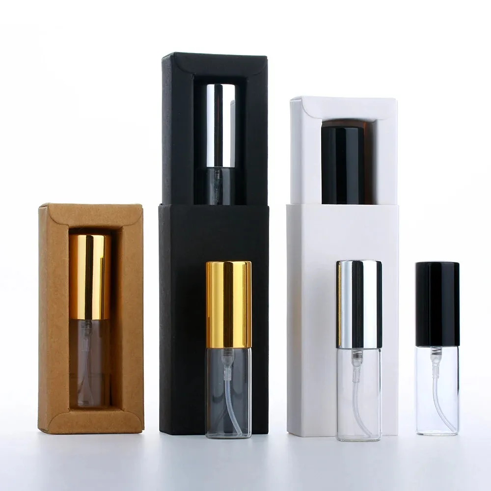 Wholesale 3ml 5ml 10ml Mini Round Refillable Glass Vials Sample With Atomizer Empty Spray Perfume Bottle With Customized Box
