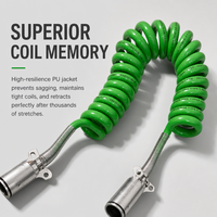 Câble de raccordement HJYAJZT 7 voies de 15 pieds pour remorque, connecteur de câble ABS 7 fils, rallonge de câble en spirale vert pour semi-remorque