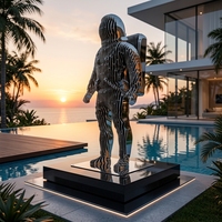 Sculpture en acier inoxydable anti-rouille, minimaliste, abstraite, en forme de coupe creuse, effet miroir, OEM