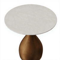 Table d'appoint de luxe à surface ronde en marbre et base en acier, style italien minimaliste et élégant pour villa