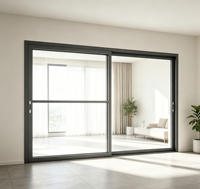 Portes coulissantes robustes pour maison, double vitrage Low-E, cadre en alliage d'aluminium, avec rail auto-adhésif en acier inoxydable