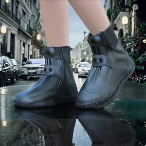 Couvre-chaussures anti-<span class=keywords><strong>pluie</strong></span> Mid- Barrel Cross-Border Waterproof Men's Women's Foot Cover Bottes de <span class=keywords><strong>pluie</strong></span> épaissies et résistantes à l'usure Factory - Product Image 1