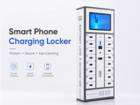 Casier de recharge pour téléphones intelligents à 18 compartiments, assemblé, durable, avec grand écran, recharge sans fil, paiement multi-mode, fixation murale commerciale
